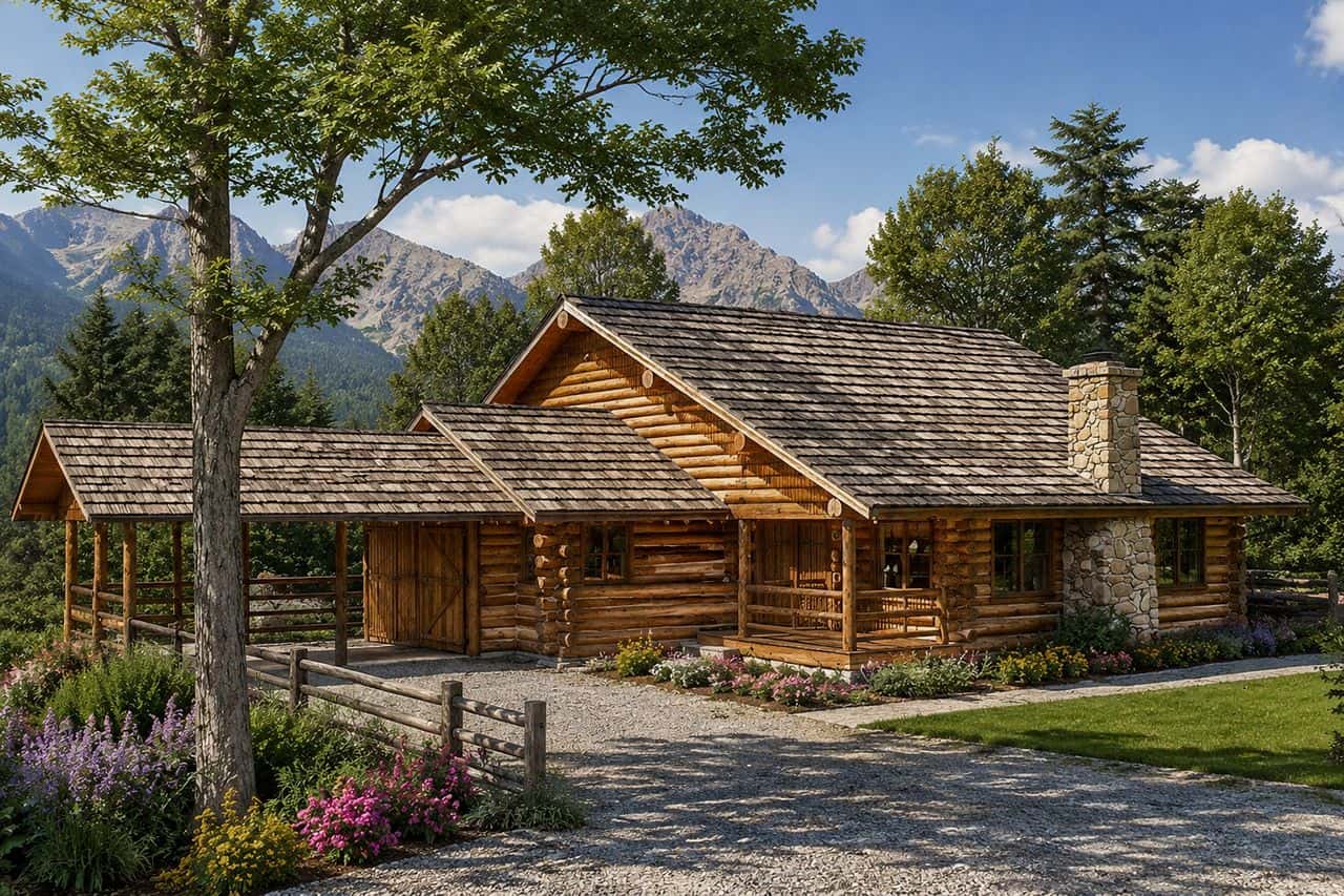 2-Bedroom, 2071 Sq Ft Log Cabin House Plan - 108-1433 - Front Exterior
