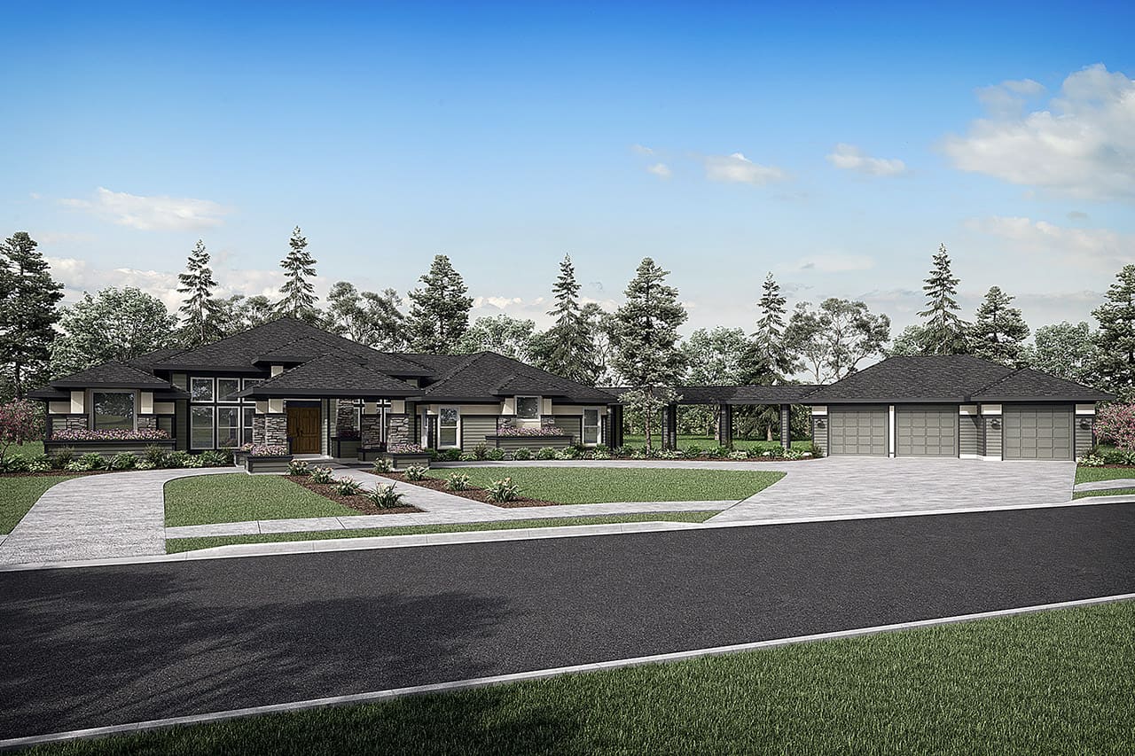 3-Bedroom, 3065 Sq Ft Contemporary House - Plan #108-1438 - Front Exterior