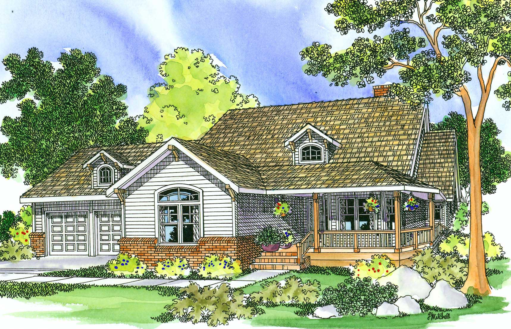 3-Bedroom, 2234 Sq Ft Country House Plan - 108-1468 - Front Exterior