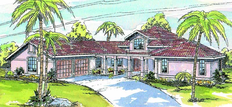 3-Bedroom, 2773 Sq Ft Mediterranean House Plan - 108-1470 - Front Exterior