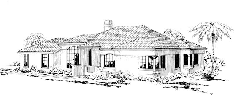 3-Bedroom, 1637 Sq Ft Mediterranean House Plan - 108-1472 - Front Exterior