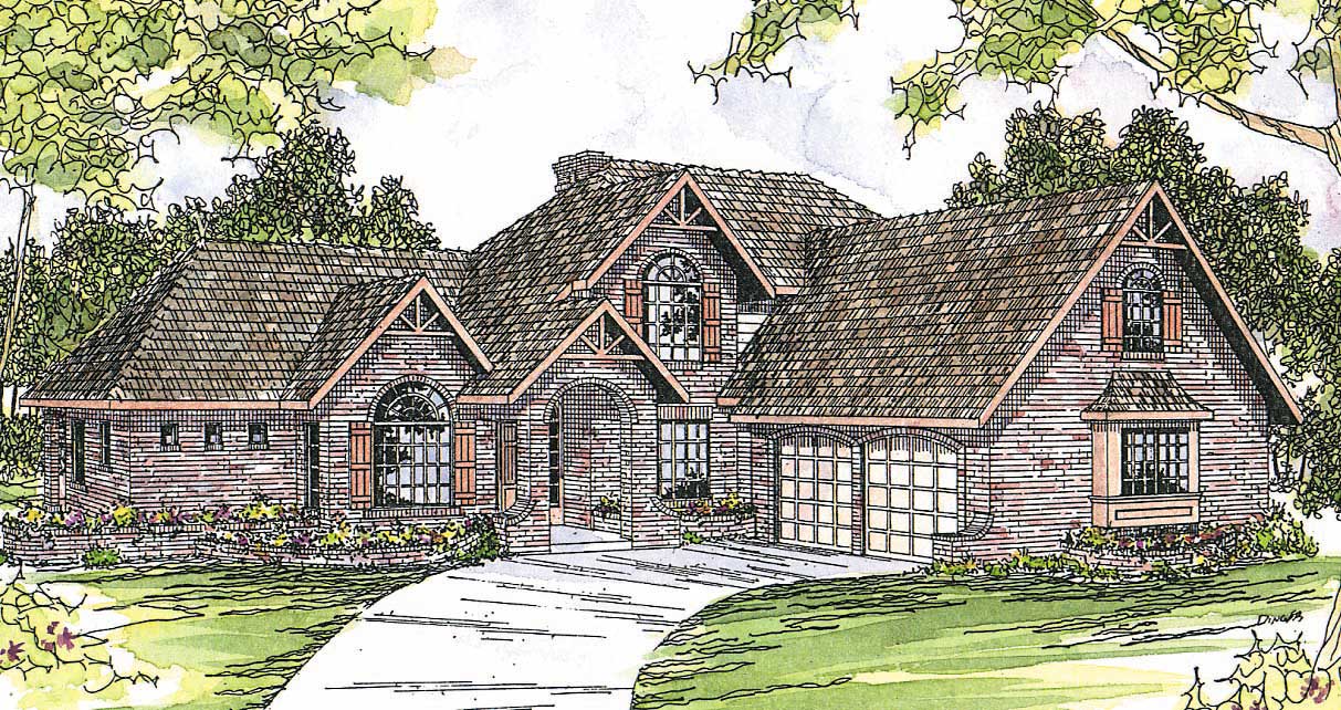 3-Bedroom, 2998 Sq Ft European House Plan - 108-1474 - Front Exterior