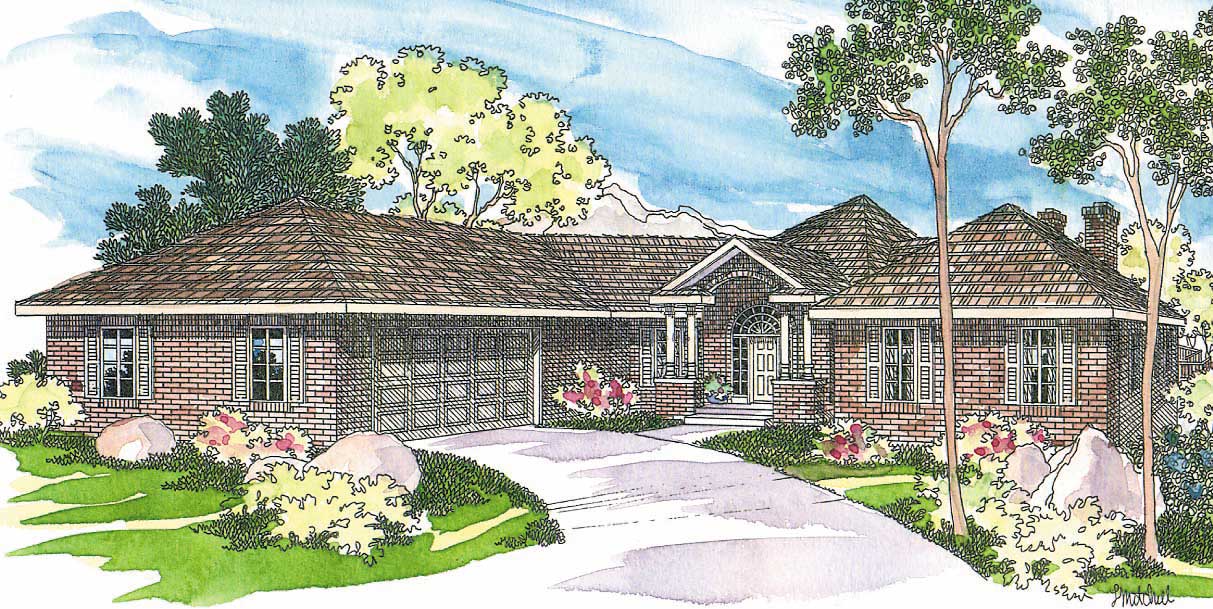 3-Bedroom, 2365 Sq Ft Ranch House Plan - 108-1492 - Front Exterior