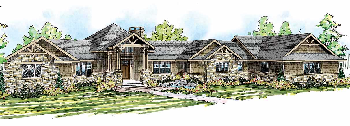 4-Bedroom, 5110 Sq Ft Craftsman Home Plan - 108-1528 - Main Exterior