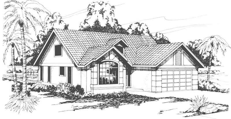 3-Bedroom, 2092 Sq Ft Mediterranean House Plan - 108-1536 - Front Exterior