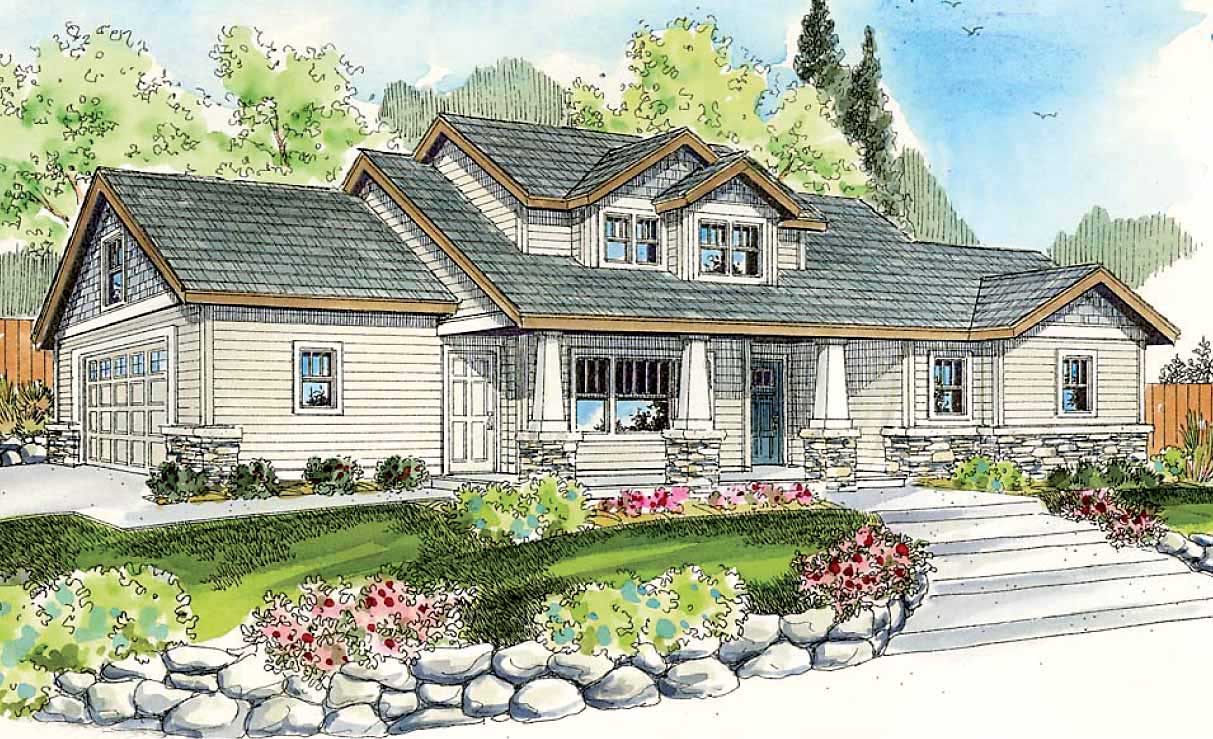 3-Bedroom, 1701 Sq Ft Country House Plan - 108-1547 - Front Exterior
