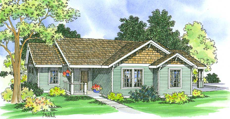 3-Bedroom, 1060 Sq Ft Small House Plans - 108-1551 - Main Exterior