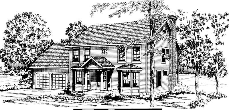 3-Bedroom, 2172 Sq Ft Colonial Home Plan - 108-1559 - Main Exterior