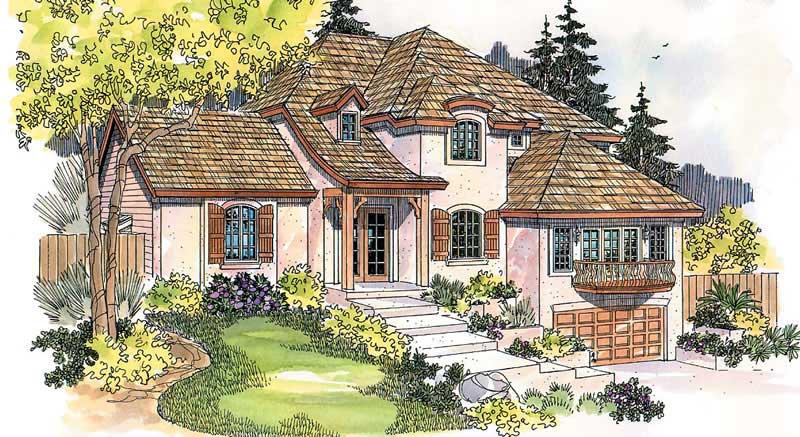 4-Bedroom, 3382 Sq Ft European House Plan - 108-1615 - Front Exterior