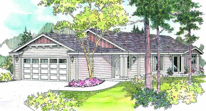3-Bedroom, 1317 Sq Ft Craftsman House Plan - 108-1628 - Front Exterior