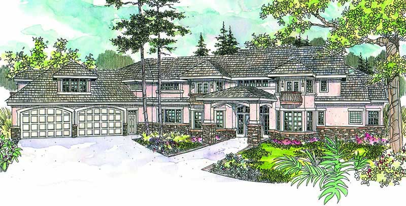 3-Bedroom, 5389 Sq Ft European House Plan - 108-1634 - Front Exterior