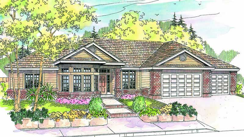 3-Bedroom, 2653 Sq Ft Ranch Home Plan - 108-1643 - Main Exterior