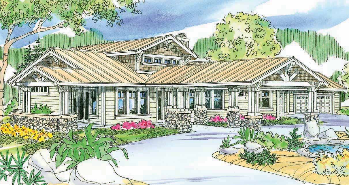 2-Bedroom, 3086 Sq Ft Craftsman Home Plan - 108-1646 - Main Exterior