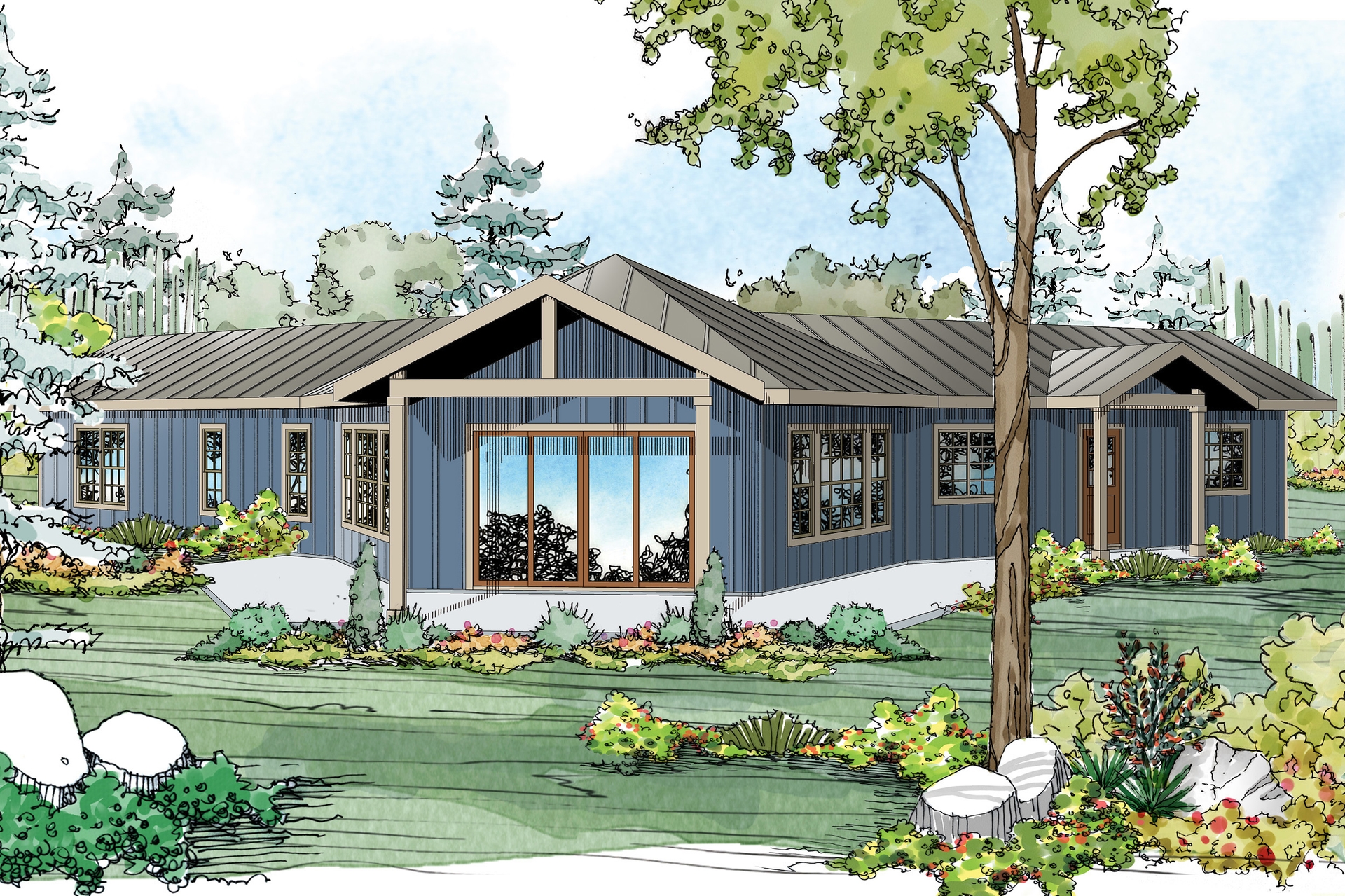 2-Bedroom, 1625 Sq Ft Ranch House Plan - 108-1762 - Front Exterior