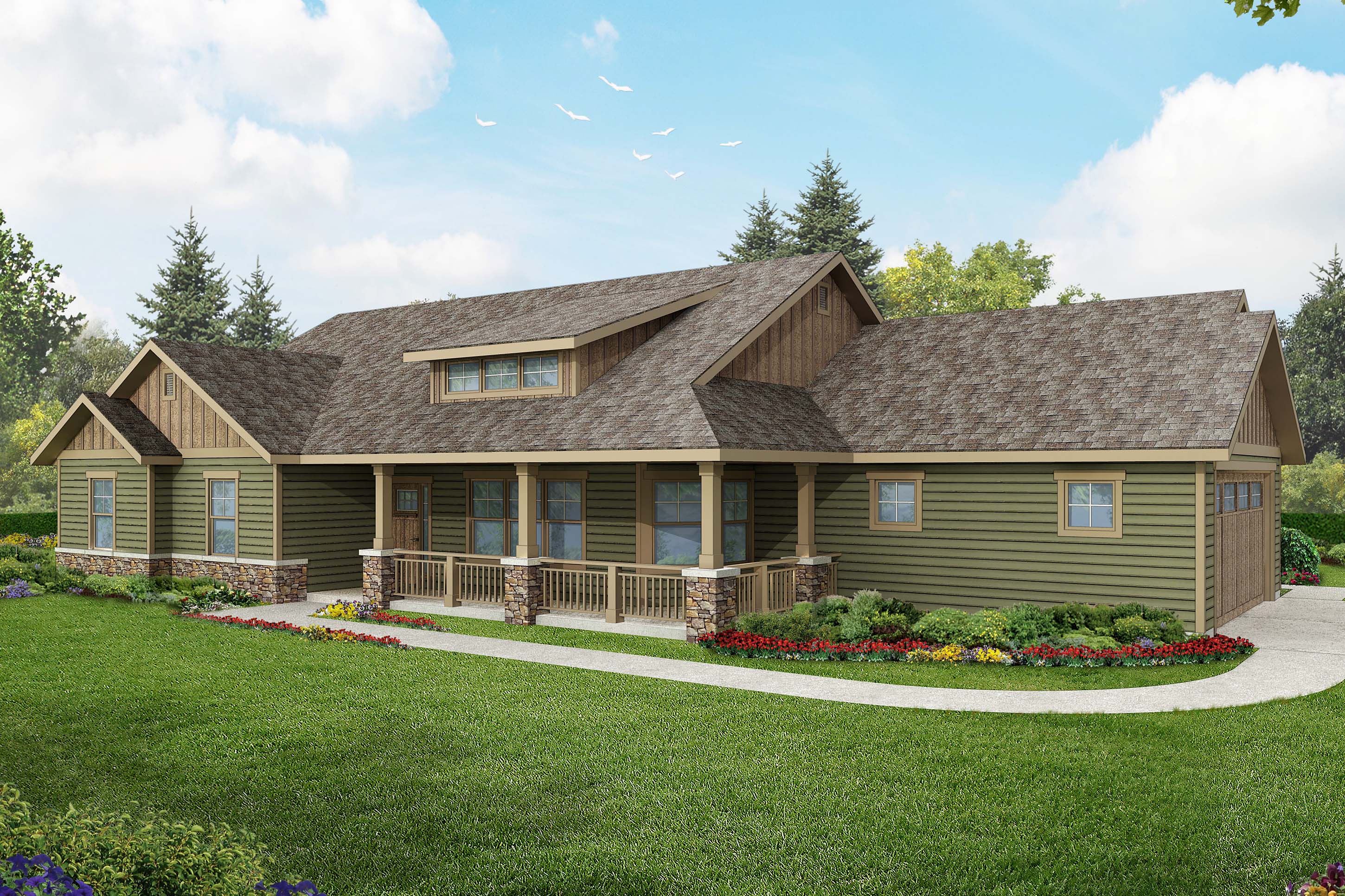 3-Bedroom, 2305 Sq Ft Ranch Home Plan - 108-1765 - Main Exterior