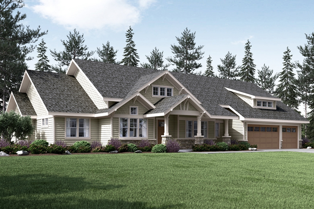 3-Bedroom, 3159 Sq Ft Craftsman Home Plan - 108-1795 - Main Exterior