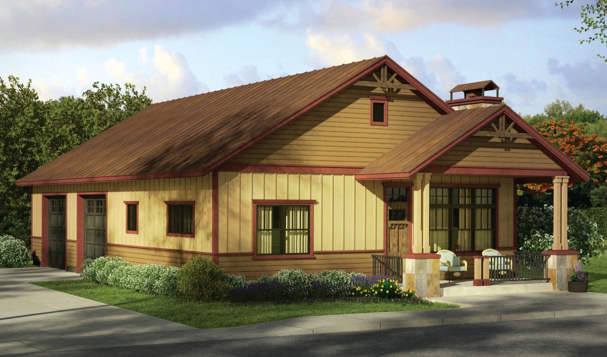 1-Bedroom, 929 Sq Ft Garage w/Apartments Home Plan - 108-1819 - Main Exterior