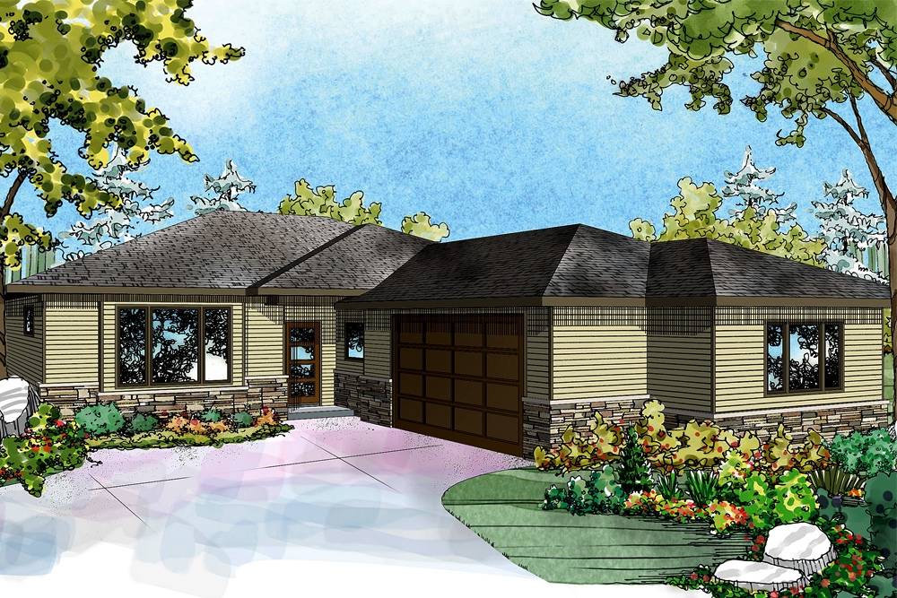 2-Bedroom, 1611 Sq Ft Ranch Home Plan - 108-1821 - Main Exterior