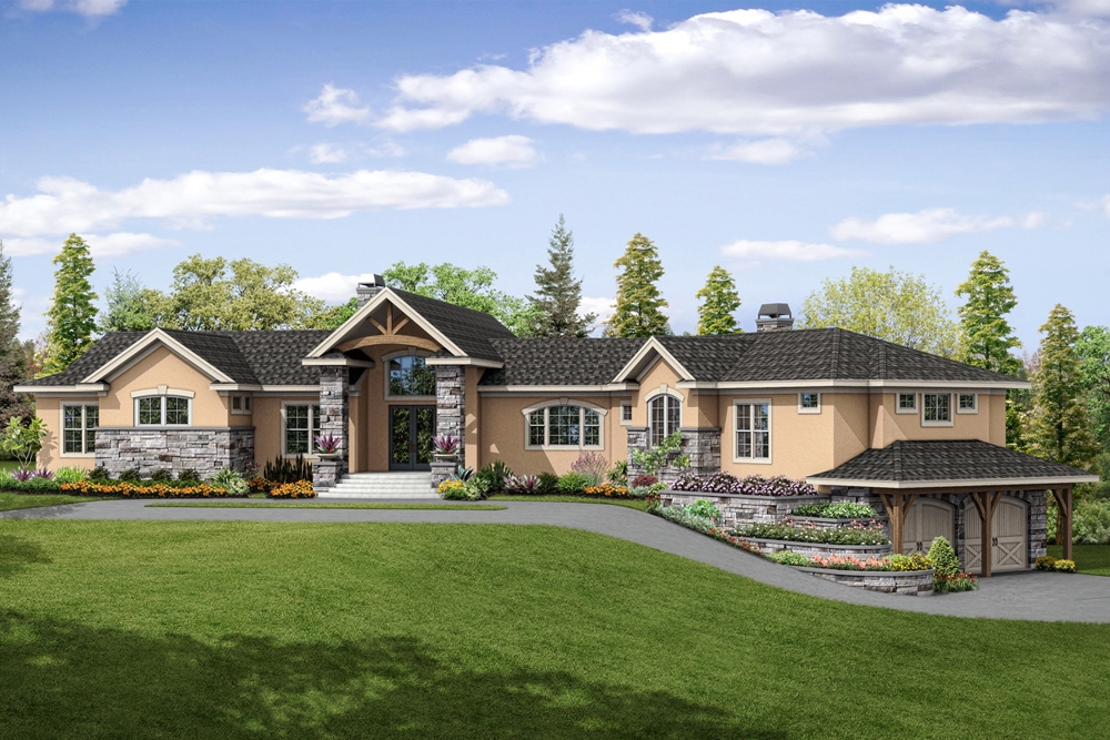 3-Bedroom, 3919 Sq Ft European House Plan - 108-1862 - Front Exterior