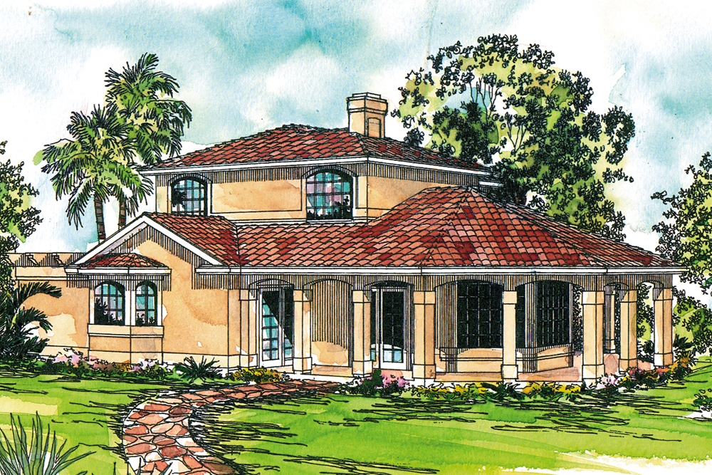 2-Bedroom, 1998 Sq Ft Mediterranean House Plan - 108-1878 - Front Exterior
