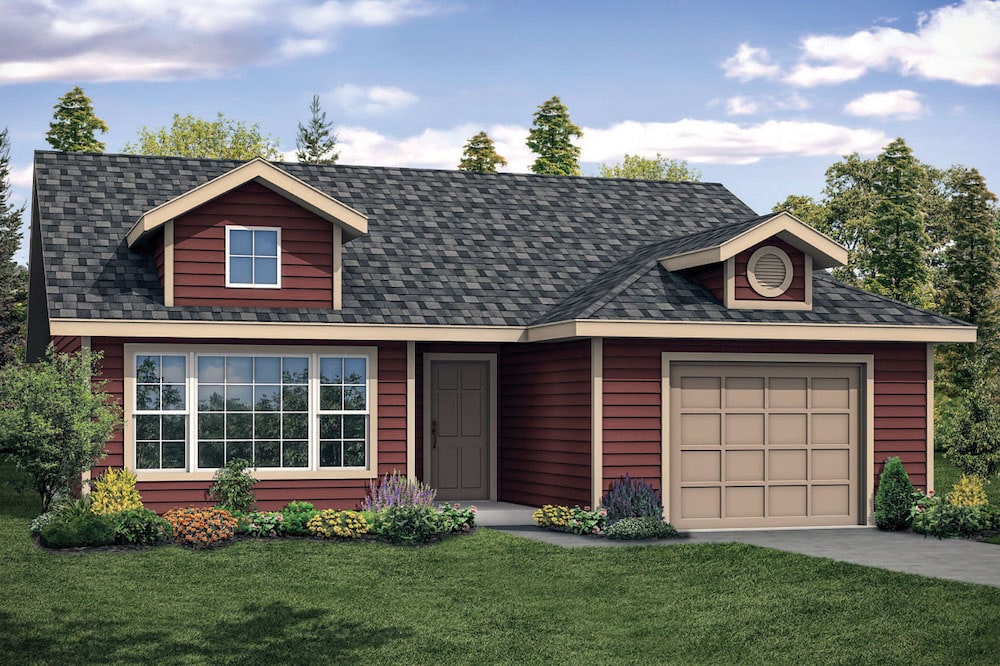 2-Bedroom, 933 Sq Ft Ranch Home Plan - 108-1909 - Main Exterior