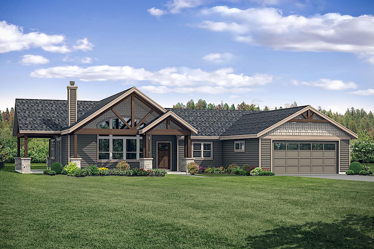 3-Bedroom, 1990 Sq Ft Ranch Home Plan - 108-1920 - Main Exterior
