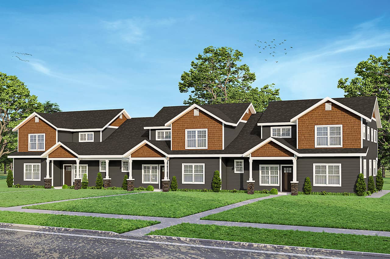 9-Bedroom, 4892 Sq Ft Multi-Unit Home Plan - 108-2042 - Main Exterior