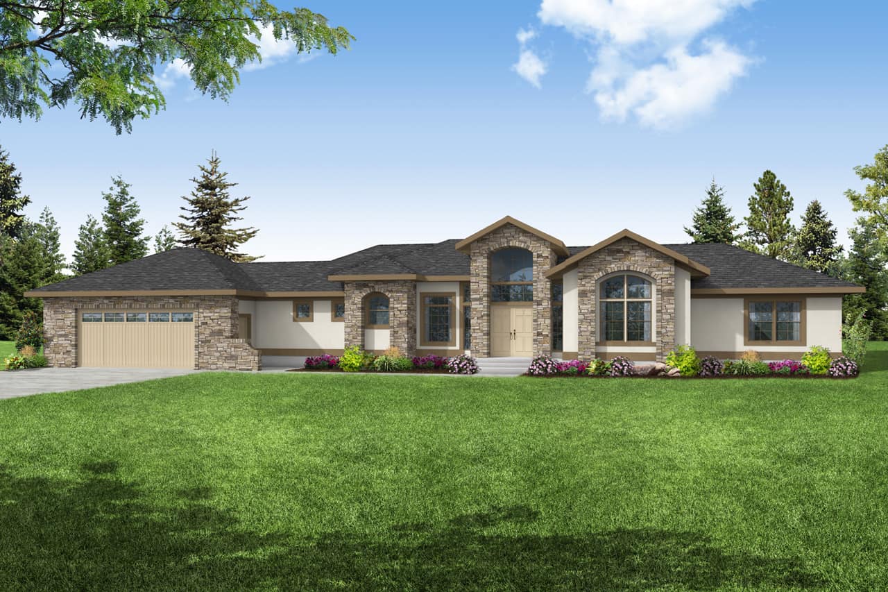 3-Bedroom, 2553 Sq Ft Mediterranean House Plan - 108-2054 - Front Exterior