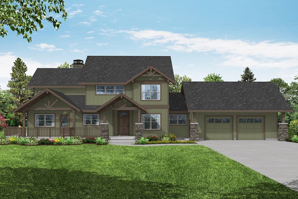 Rustic House Plan - 4 Bedrms, 3.5 Baths - 3169 Sq Ft - #108-2077