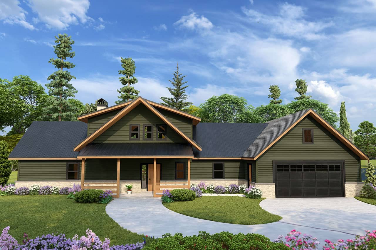 3-Bedroom, 1992 Sq Ft Cabin Home Plan - 108-2114 - Main Exterior