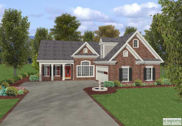 3-Bedroom, 1831 Sq Ft Country House Plan - 109-1018 - Front Exterior