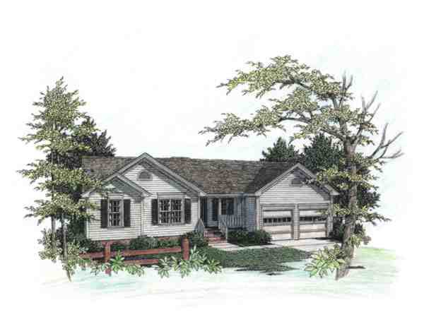 3-Bedroom, 1069 Sq Ft Country House Plan - 109-1032 - Front Exterior