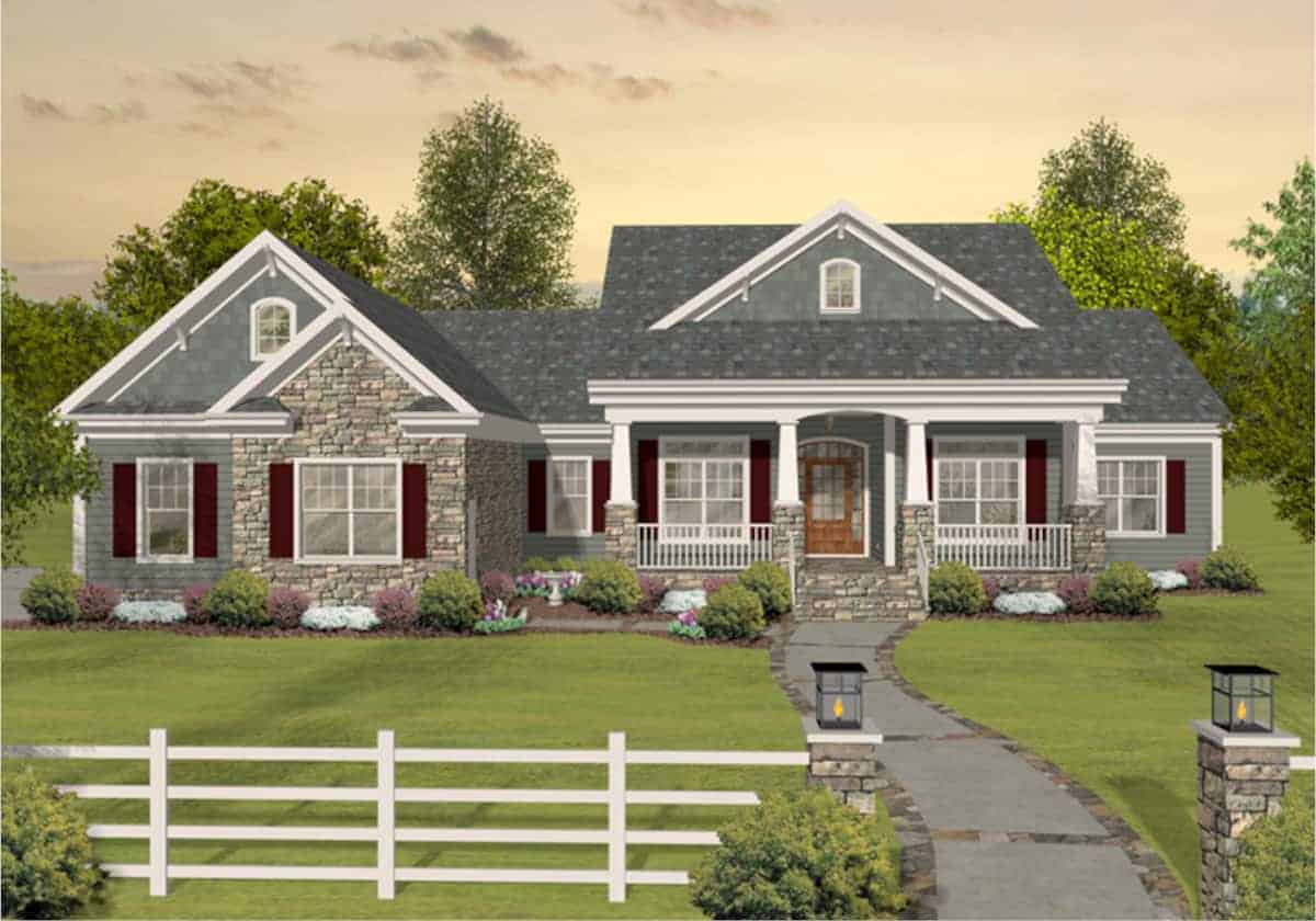 3-4 Bedroom, 2156 Sq Ft Country House Plan - 109-1193 - Front Exterior