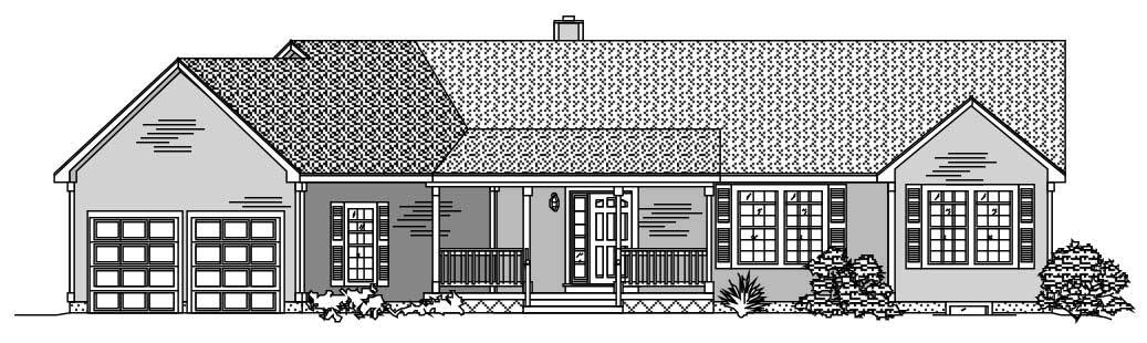 3-Bedroom, 1538 Sq Ft Ranch House Plan - 110-1106 - Front Exterior