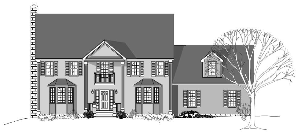 4-Bedroom, 2969 Sq Ft Colonial House Plan - 110-1208 - Front Exterior