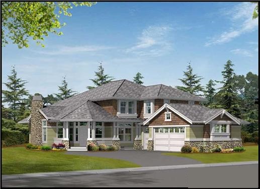 5-Bedroom, 4235 Sq Ft Craftsman Home Plan - 115-1054 - Main Exterior
