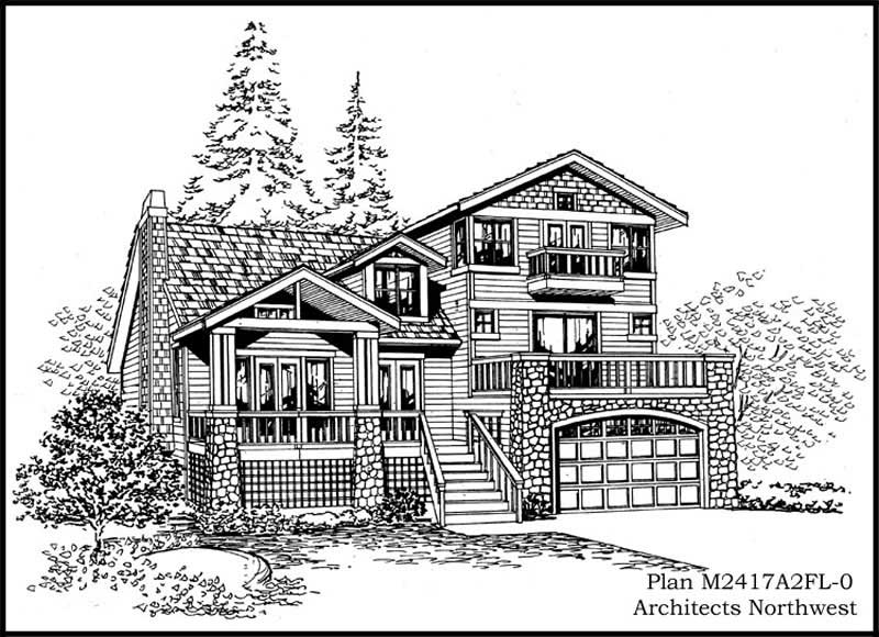 2-Bedroom, 2417 Sq Ft Multi-Level Home Plan - 115-1087 - Main Exterior