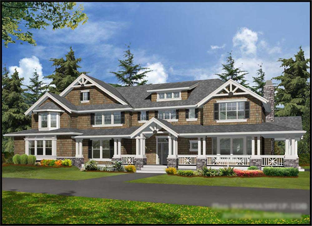 4-Bedroom, 5810 Sq Ft Craftsman House Plan - 115-1165 - Front Exterior