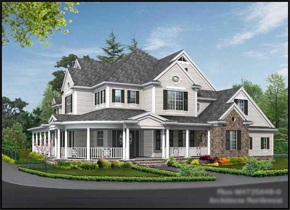 4-Bedroom, 4725 Sq Ft Country House Plan - 115-1201 - Front Exterior