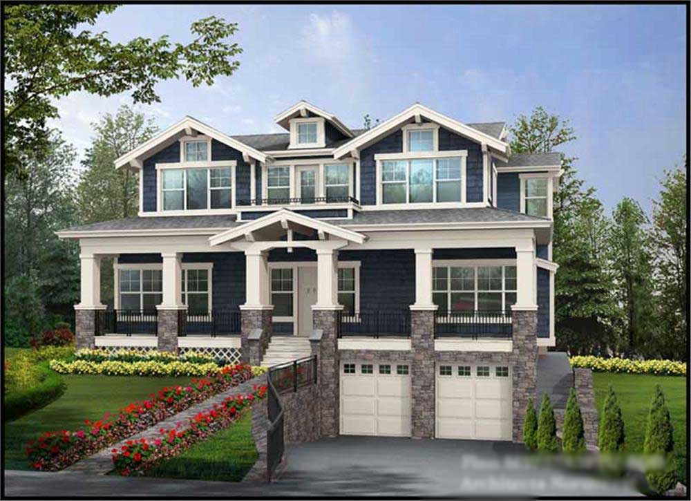 5-Bedroom, 3737 Sq Ft Multi-Level Home Plan - 115-1290 - Main Exterior