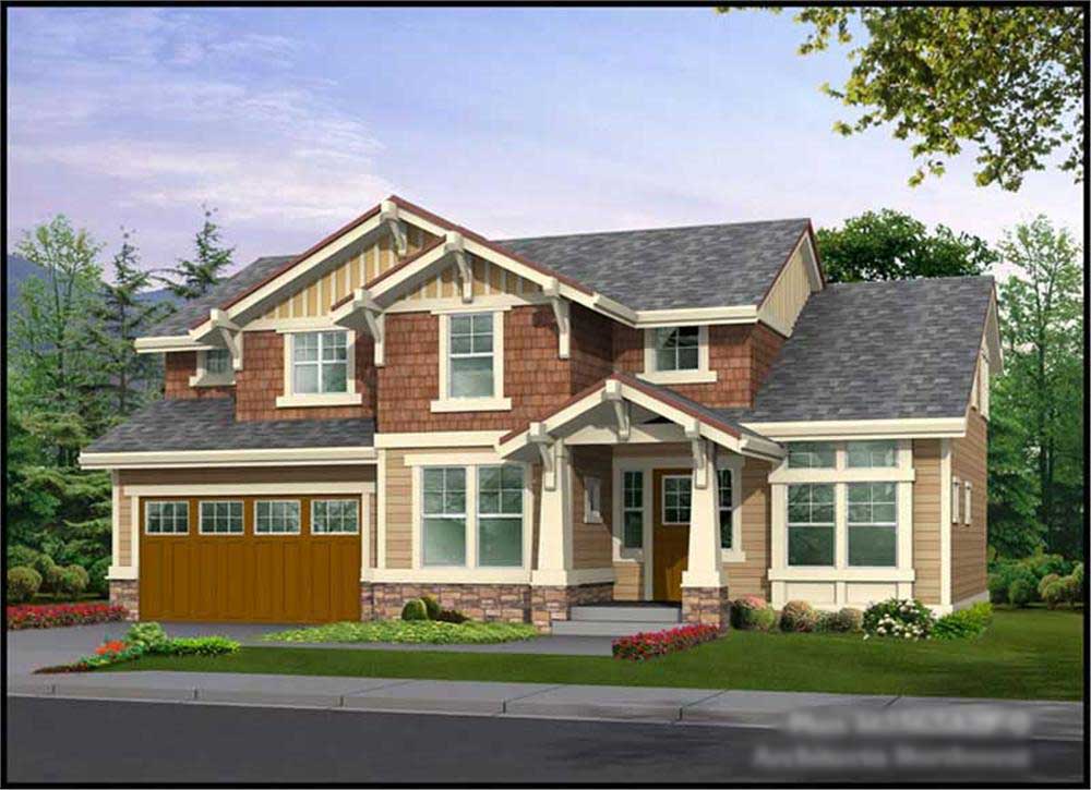 3-Bedroom, 2565 Sq Ft Craftsman Home Plan - 115-1299 - Main Exterior
