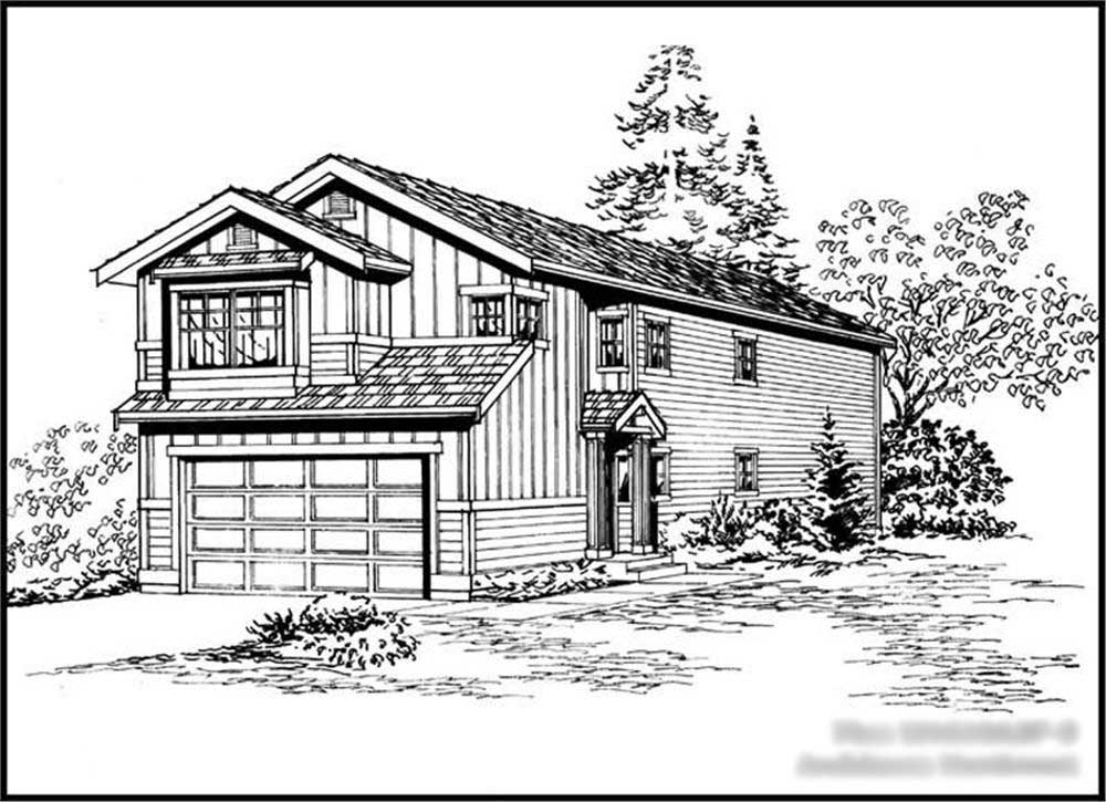 4-Bedroom, 1610 Sq Ft Multi-Level House Plan - 115-1304 - Front Exterior