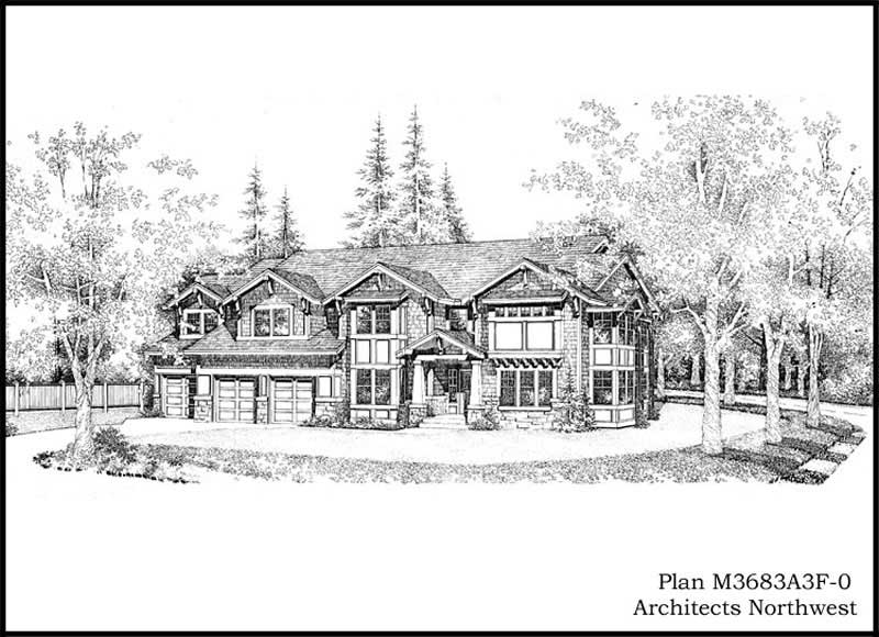 4-Bedroom, 3683 Sq Ft Craftsman House Plan - 115-1308 - Front Exterior