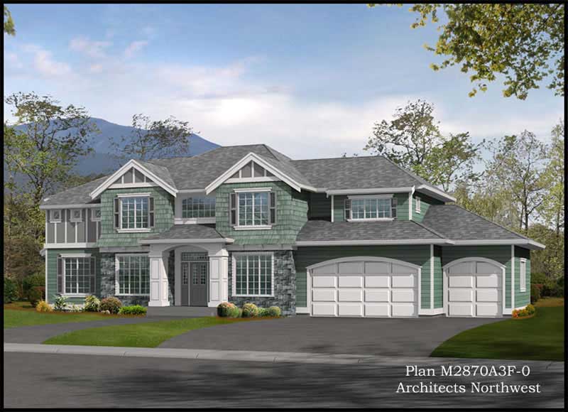 3-Bedroom, 2870 Sq Ft Shingle Home Plan - 115-1340 - Main Exterior