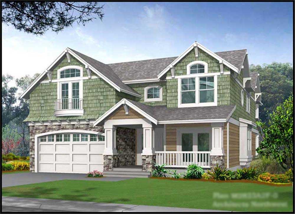 3-Bedroom, 2823 Sq Ft Shingle Home Plan - 115-1342 - Main Exterior