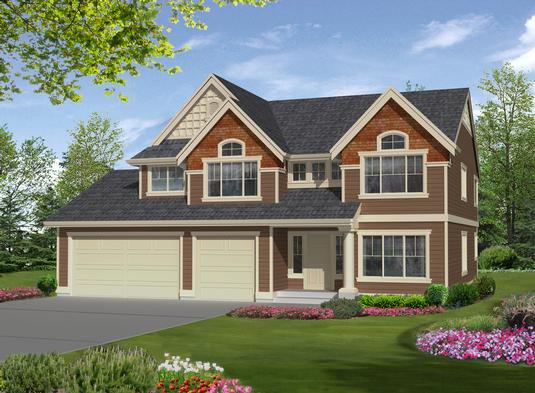 4-Bedroom, 2655 Sq Ft Craftsman Home Plan - 115-1350 - Main Exterior