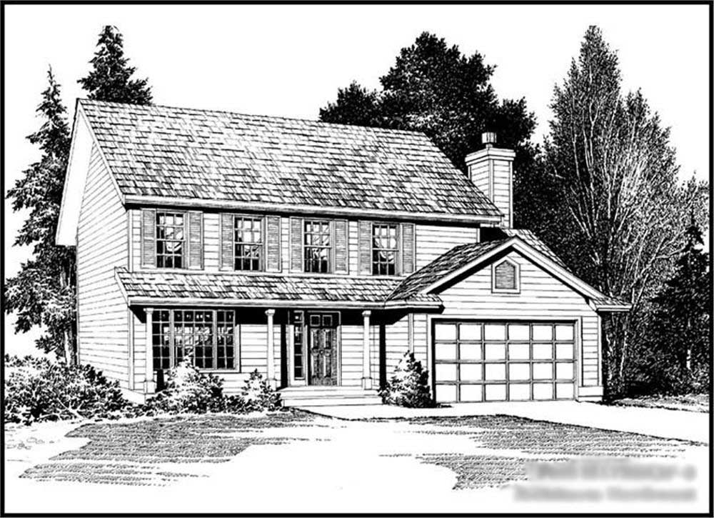 4-Bedroom, 1750 Sq Ft Colonial House Plan - 115-1360 - Front Exterior