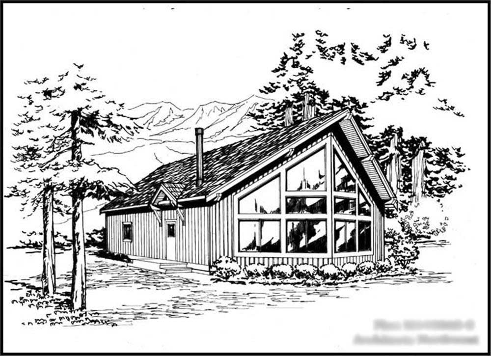 3-Bedroom, 1450 Sq Ft Log Cabin Home Plan - 115-1409 - Main Exterior