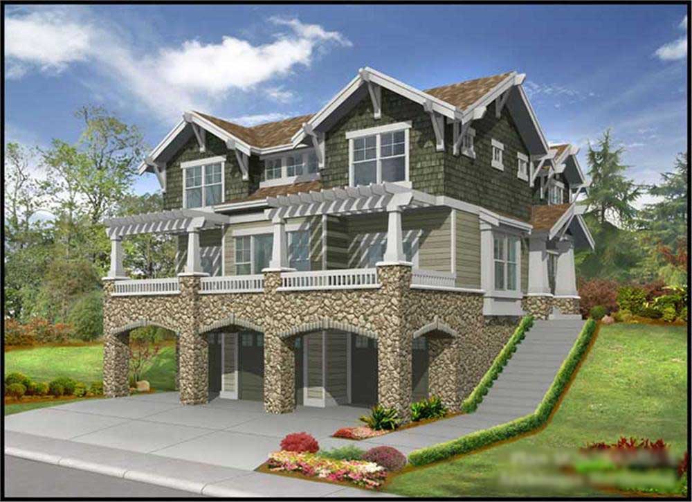 3-Bedroom, 3035 Sq Ft Multi-Level Home Plan - 115-1441 - Main Exterior