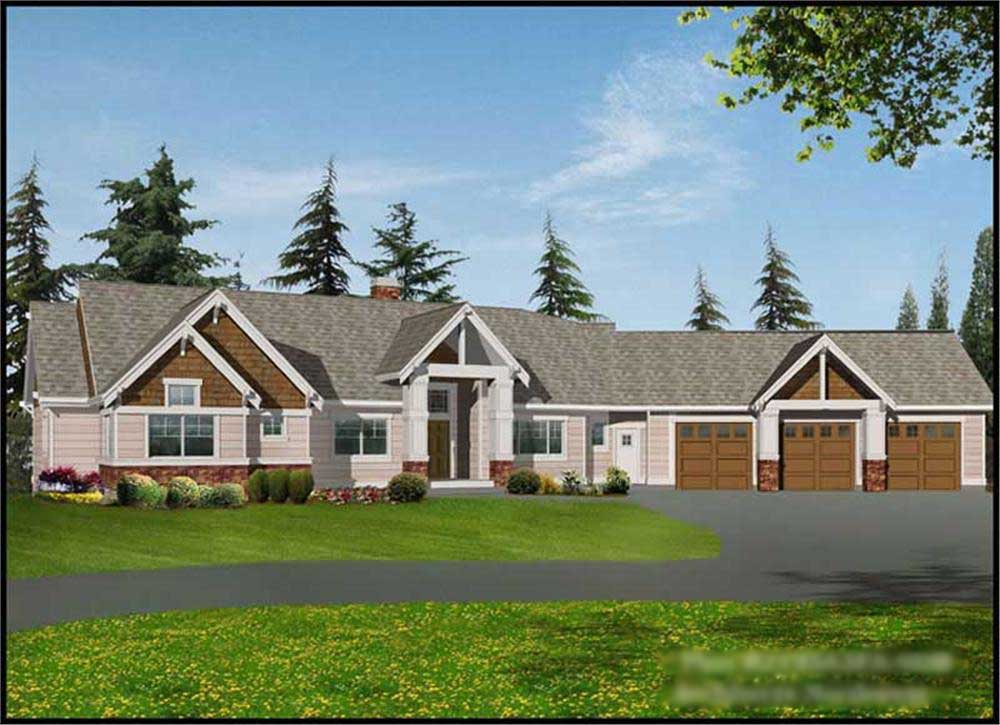 2-Bedroom, 3634 Sq Ft Craftsman House Plan - 115-1447 - Front Exterior
